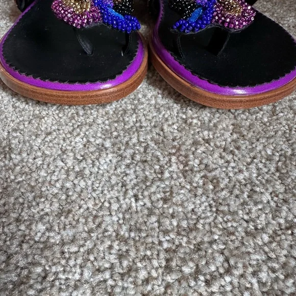 Beverly Feldman Purple Beaded Sandals - Picture 6 of 8